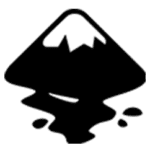 A black and white mountain graphic with ink spilling onto the ground beneath it