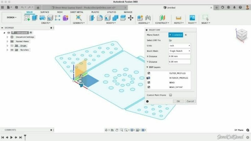 Screenshot from the video showing how to reopen the exported DXF in Fusion 360 in a new file.