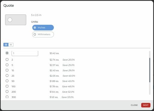Screenshot from the SendCutSend instant quote tool showing the quantity discount for more than 1 part.