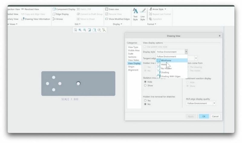 Screenshot showing how to change the display style of your part