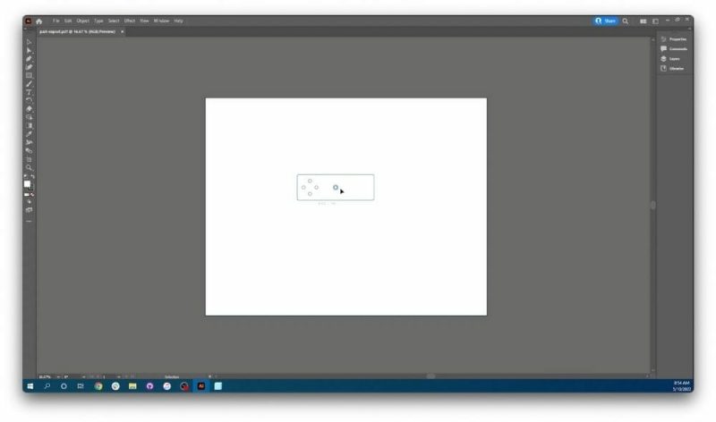 Screenshot showing the part drawing now open in Illustrator