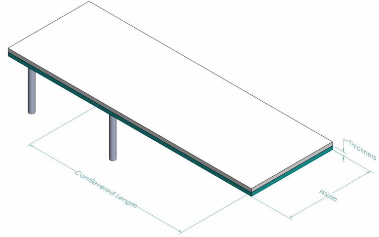 Illustration of the same blue diving board from the earlier image with a layer of white on it, depicting an inch of snow
