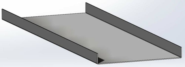 Final rendering of the bent sheet metal part in Solidworks